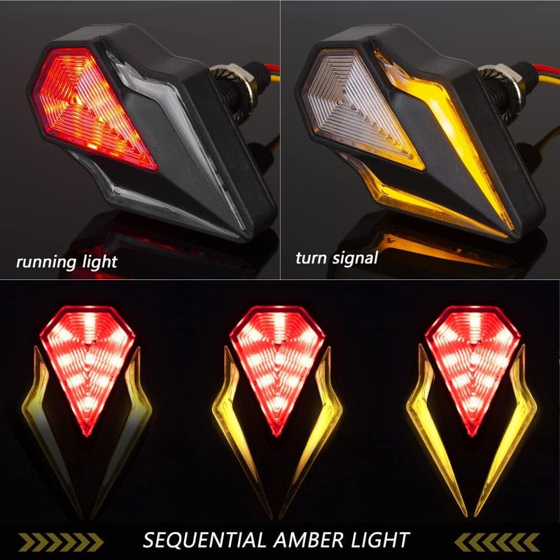 KICRY Flush Mount Turn Signals Motorcycle LED Sequential Blinkers 3 Wire Front Indicators Compatible with Yamaha YZF R1 R3 R6 R6S FJ 09 FZ MT 07 09 Honda Kawasaki Suzuki BMW(Red&Amber) - Image 2